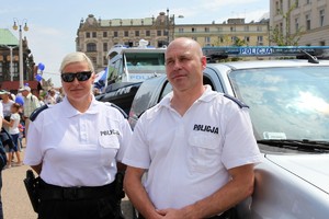 Policjanci Komisariatu Wodnego w Poznaniu podczas obchodów 100. rocznicy powstania Policji Pastwowej