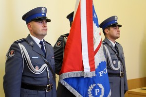 Uroczysto lubowania nowych policjantów - na zdjciu kadra dowódcza Wielkopolskiej Policji, Wojewoda Wielkopolski i kadeci oraz ich bliscy